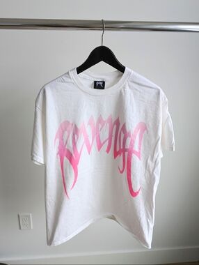 Revenge Script Logo T-Shirt White Pink Gradient Size L Made in USA